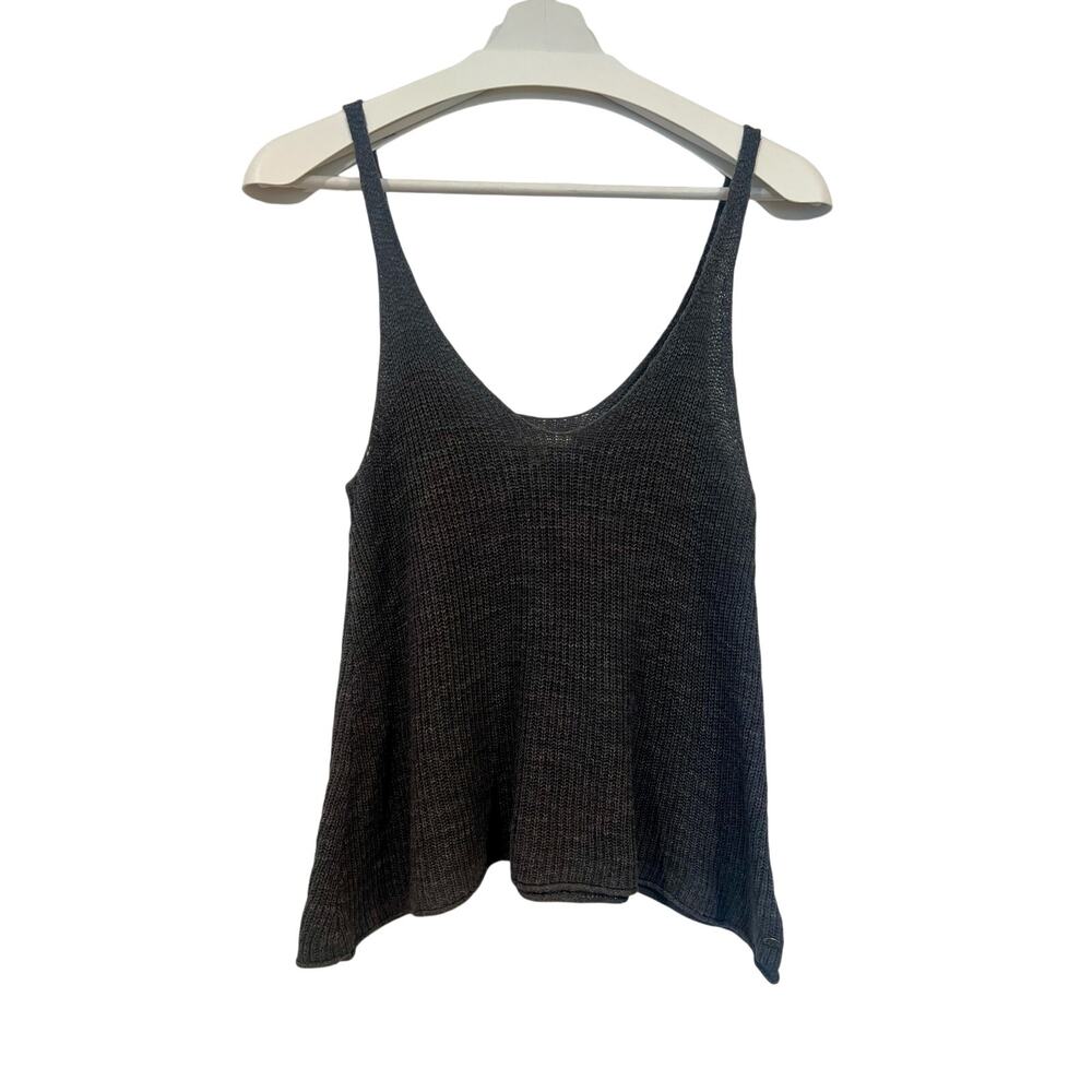 American Eagle Outfitters Charcoal Grey Knit Tank Top Boho Coastal Minimalist - Picture 2 of 6